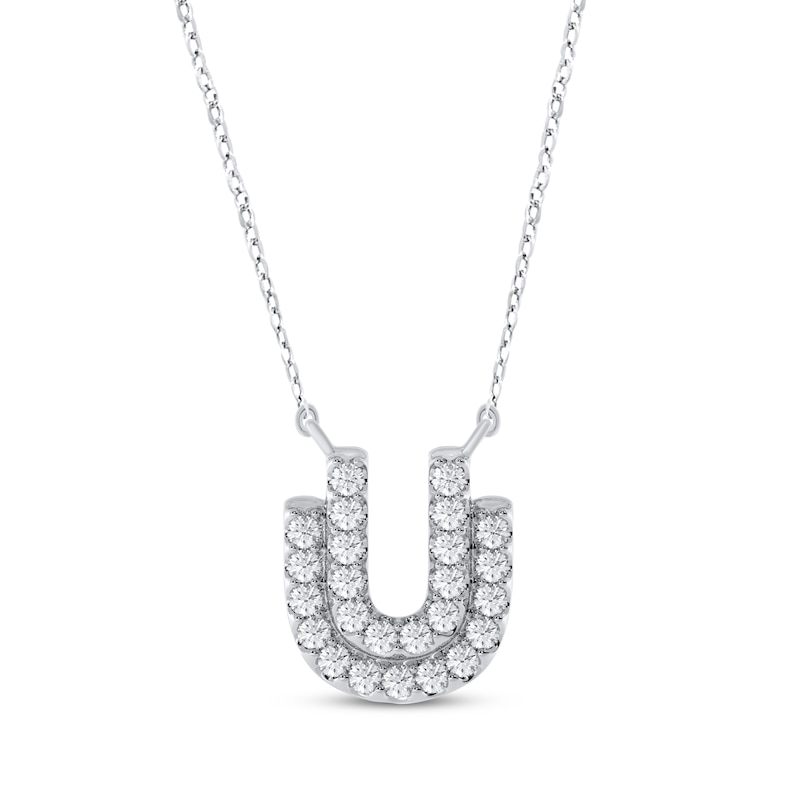 Diamond Double “U” Necklace 1/5 ct tw 10K White Gold 18"