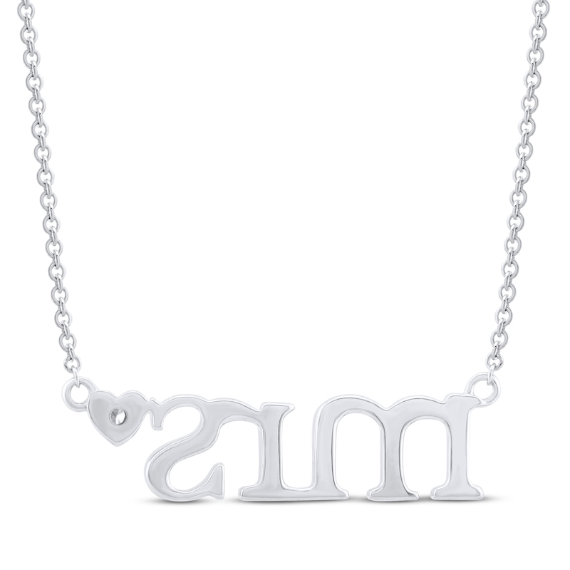 Main Image 3 of Diamond &quot;Mrs.&quot; Script Heart Necklace 1/20 ct tw Sterling Silver 18&quot;
