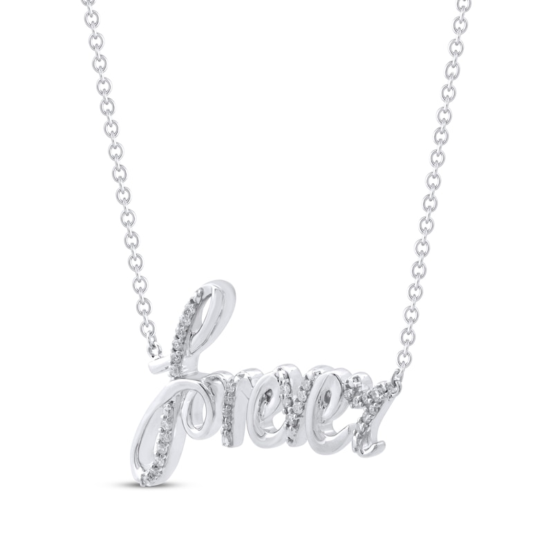 Diamond "Forever" Script Necklace 1/6 ct tw Sterling Silver 18"