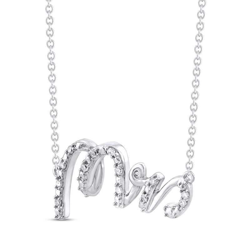 Diamond "Mrs." Script Necklace 1/10 ct tw 10K White Gold 18"