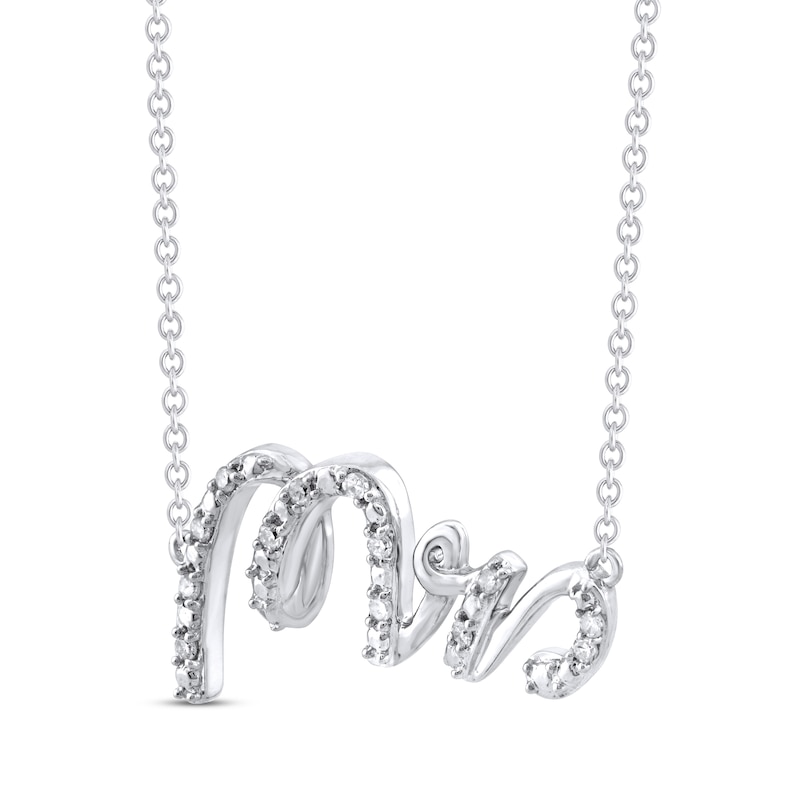 Main Image 2 of Diamond &quot;Mrs.&quot; Script Necklace 1/10 ct tw 10K White Gold 18&quot;