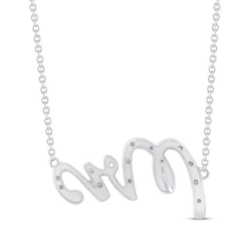 Diamond "Mrs." Script Necklace 1/10 ct tw 10K White Gold 18"