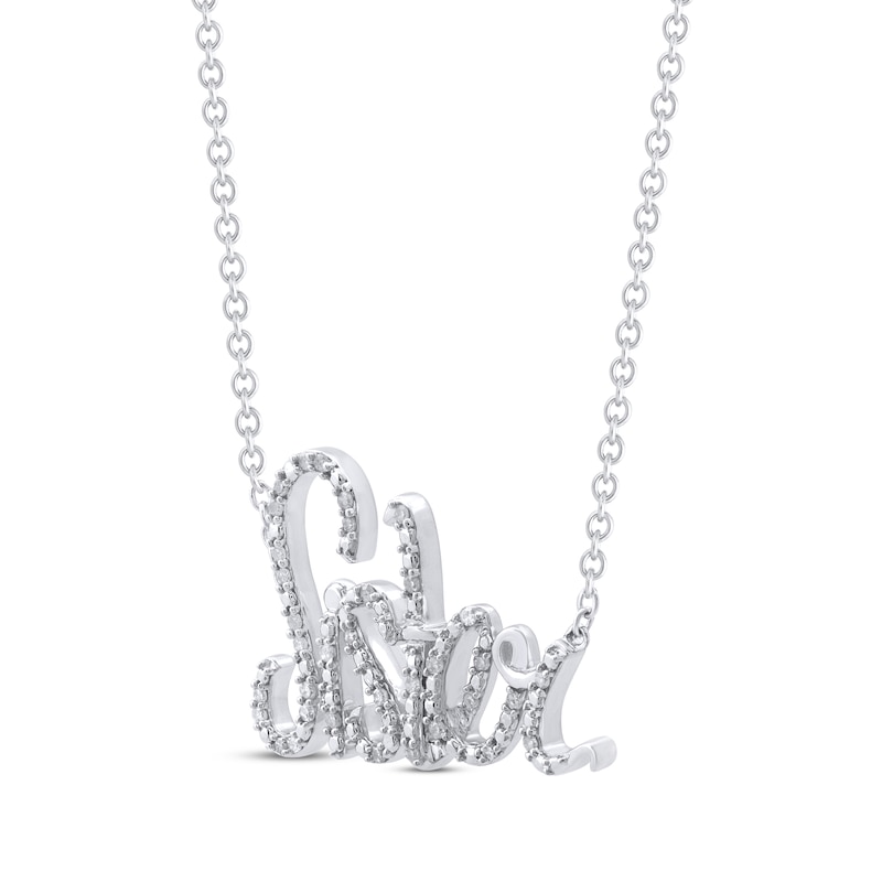 Diamond "Sister" Script Necklace 1/6 ct tw Sterling Silver 18"