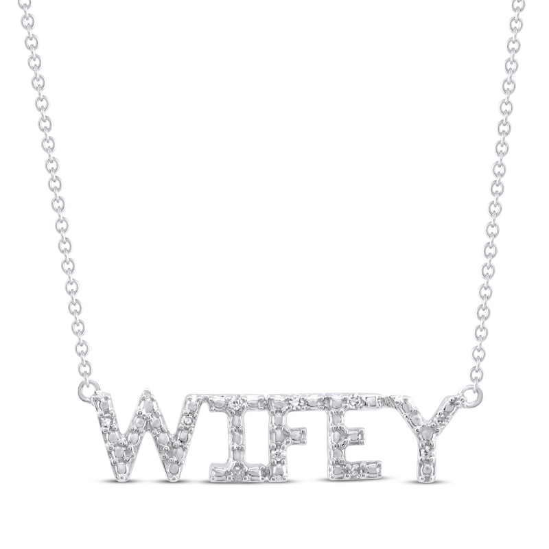 Main Image 1 of Diamond &quot;Wifey&quot; Necklace 1/20 ct tw 10K White Gold 18&quot;
