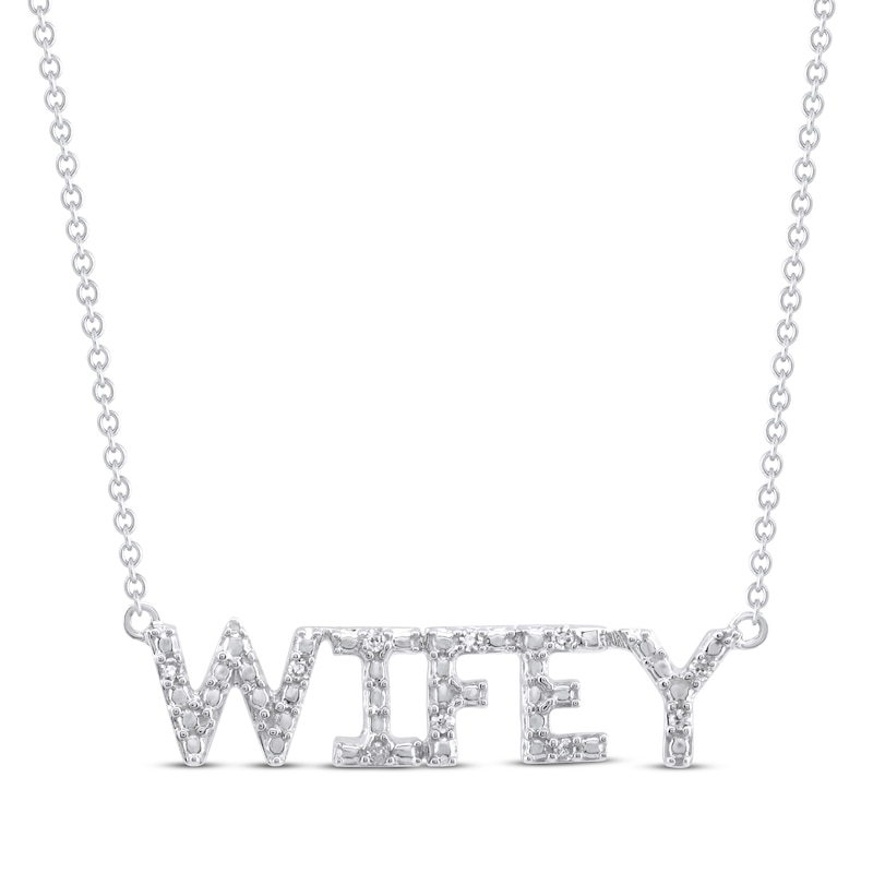 Diamond "Wifey" Necklace 1/20 ct tw 10K White Gold 18"