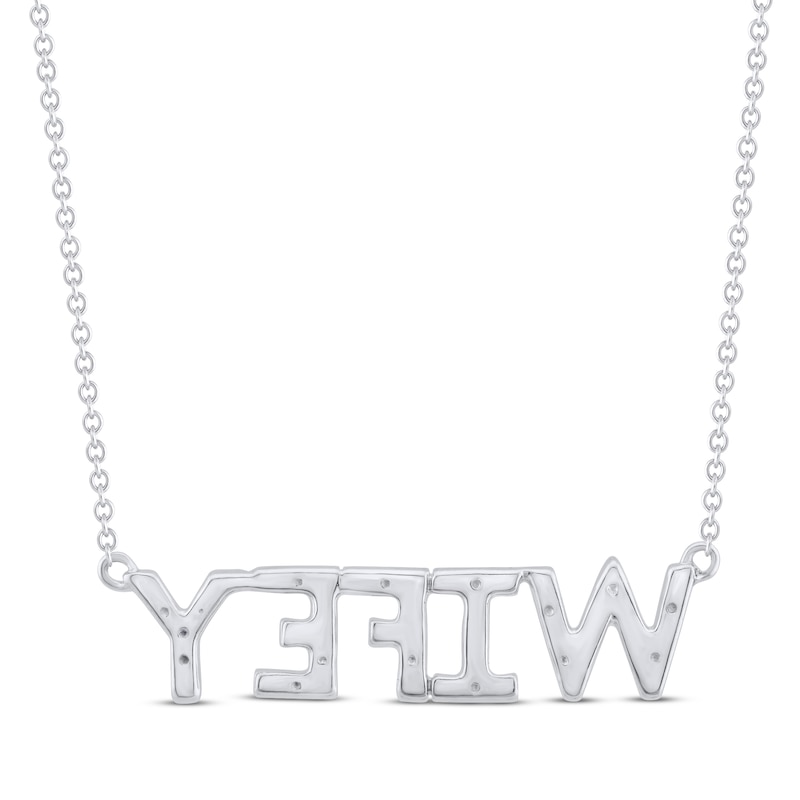 Diamond "Wifey" Necklace 1/20 ct tw 10K White Gold 18"