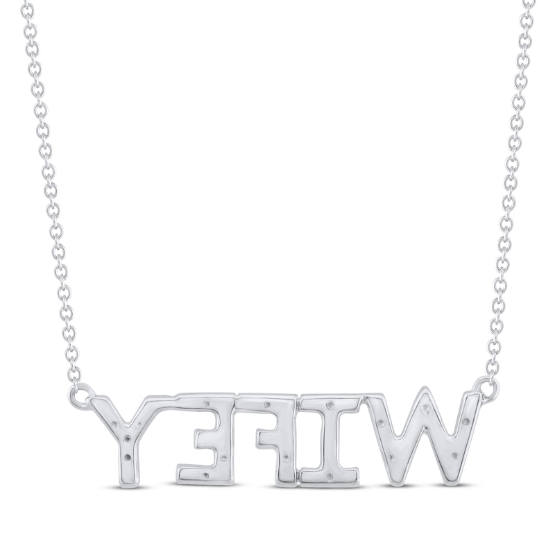 Main Image 2 of Diamond &quot;Wifey&quot; Necklace 1/20 ct tw 10K White Gold 18&quot;