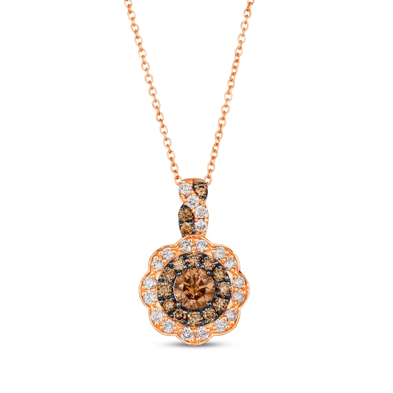 Main Image 1 of Le Vian Chocolate Diamond Necklace 1 ct tw 14K Strawberry Gold 19”
