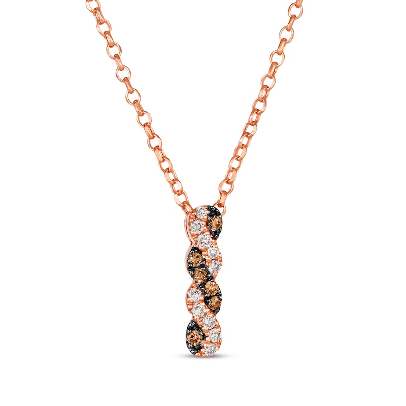 Main Image 1 of Le Vian Chocolate Twist Diamond Necklace 1/6 ct tw 14K Strawberry Gold 19”