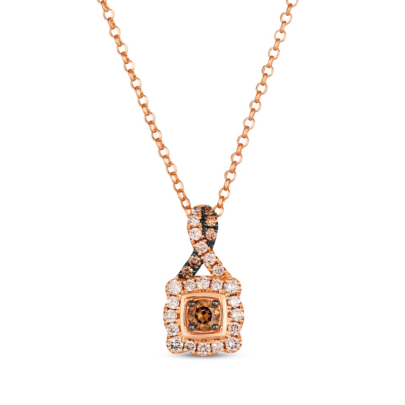 Main Image 1 of Le Vian Chocolate Twist Round-Cut Diamond Necklace 3/4 ct tw 14K Strawberry Gold 19”