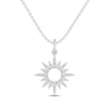 Diamond Accent Cutout Sun Necklace Sterling Silver 18”