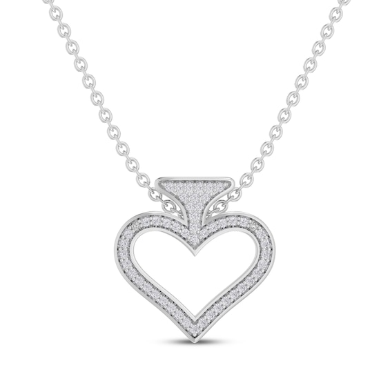 Diamond Accent Spade Necklace Sterling Silver 18”