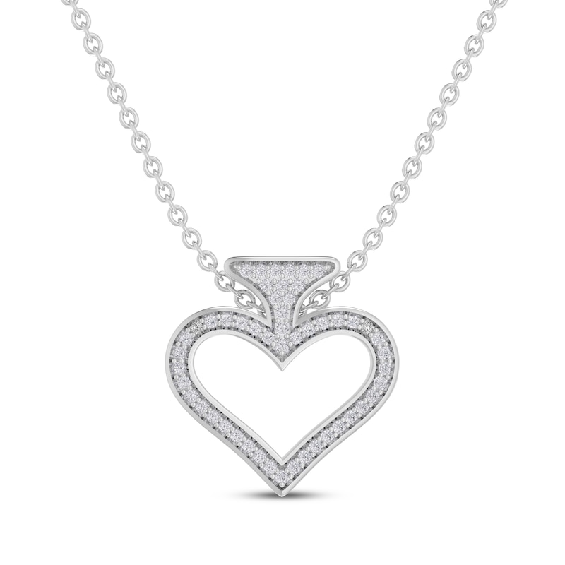 Diamond Accent Spade Necklace Sterling Silver 18”