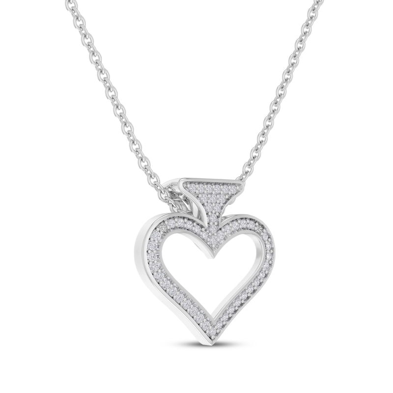 Main Image 2 of Diamond Accent Spade Necklace Sterling Silver 18”