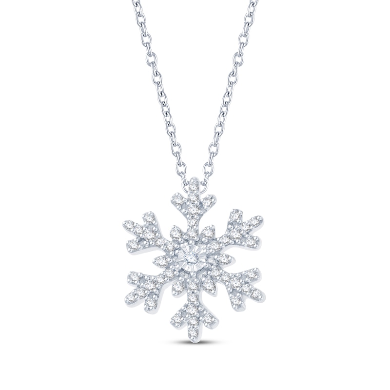 Diamond Snowflake Necklace 1/8 ct tw Sterling Silver 18”