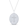 Diamond Cross Medallion Necklace 1/10 ct tw Sterling Silver 18”