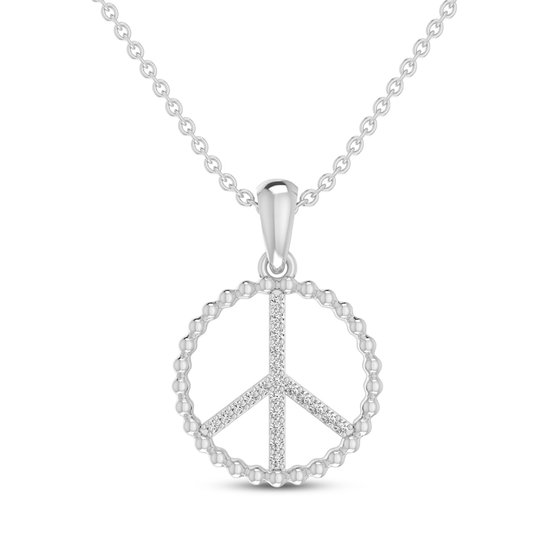 Main Image 1 of Diamond Peace Symbol Necklace 1/10 ct tw Sterling Silver 18”