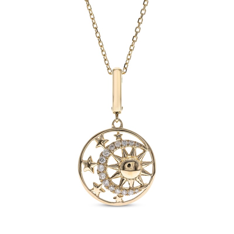 Main Image 1 of Diamond Celestial Circle Necklace 1/10 ct tw 10K Yellow Gold 18”