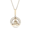 Diamond Buddha Circle Necklace 1/10 ct tw 10K Yellow Gold 18”