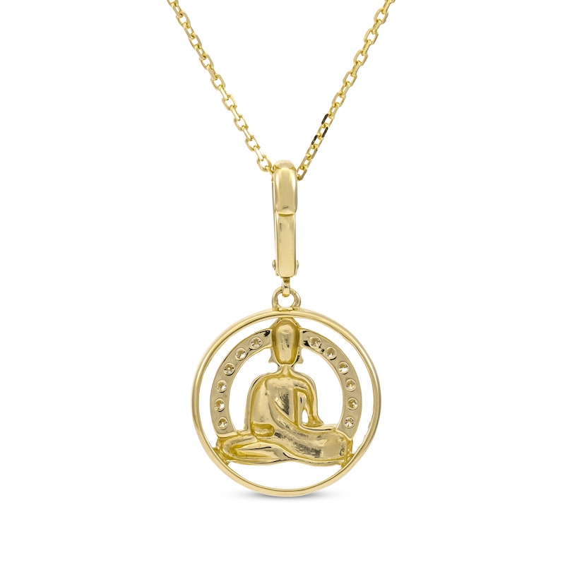Main Image 2 of Diamond Buddha Circle Necklace 1/10 ct tw 10K Yellow Gold 18”