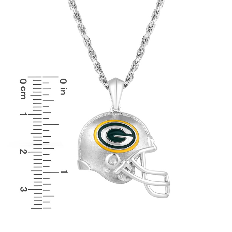True Fans Green Bay Packers 1/20 CT. T.W. Diamond Helmet Necklace in Sterling Silver