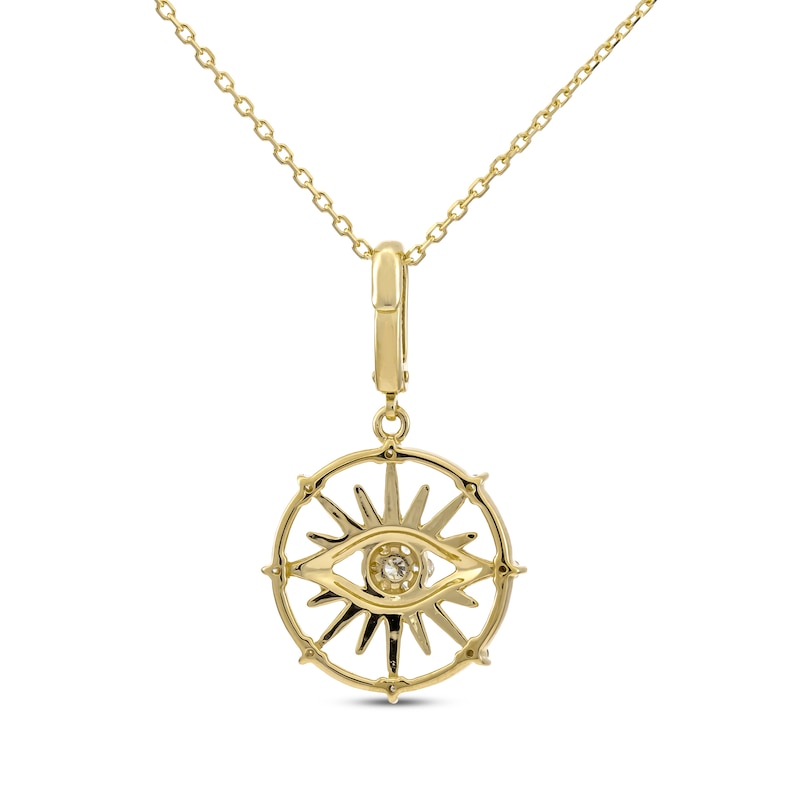 Main Image 2 of Diamond Evil Eye Circle Necklace 1/6 ct tw 10K Yellow Gold 18”