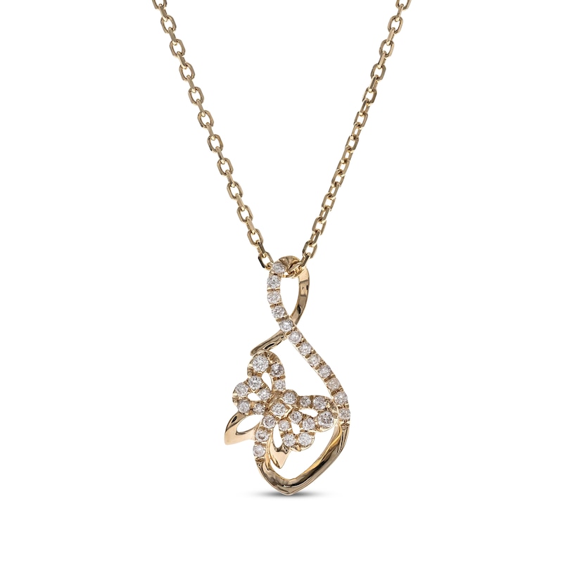 Main Image 1 of Diamond Butterfly Infinity Necklace 1/8 ct tw 10K Yellow Gold 18&quot;