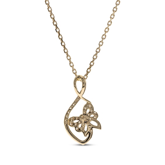 Thumbnail Image 2 of Diamond Butterfly Infinity Necklace 1/8 ct tw 10K Yellow Gold 18"
