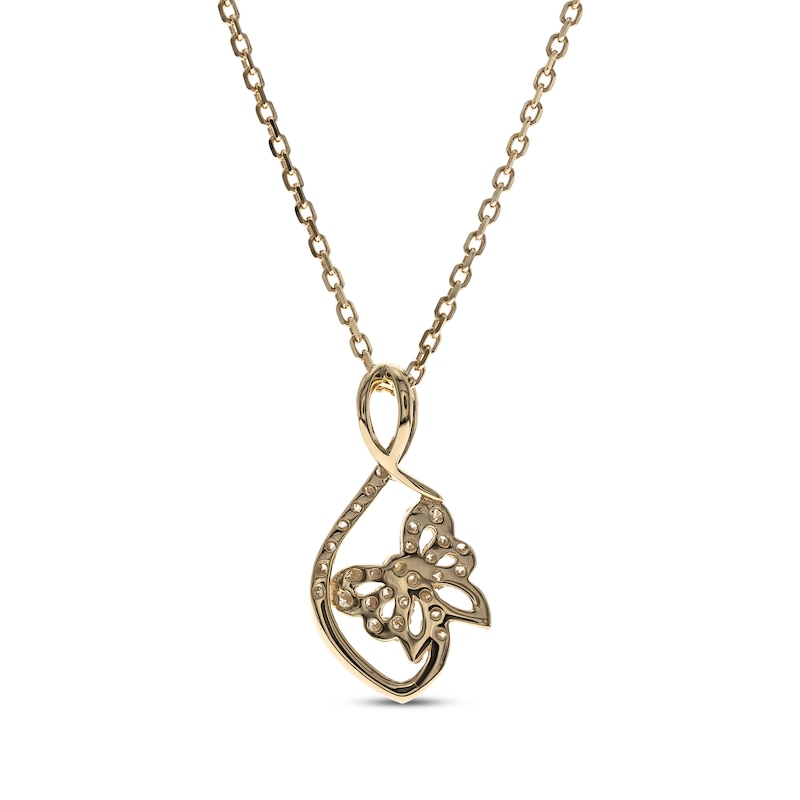 Main Image 2 of Diamond Butterfly Infinity Necklace 1/8 ct tw 10K Yellow Gold 18&quot;