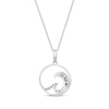 Thumbnail Image 1 of Baguette & Round-Cut Diamond Wave Circle Necklace 1/8 ct tw 10K White Gold 18"