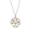 Diamond Family Tree Circle Necklace 1/8 ct tw 10K Yellow Gold 18"