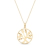Diamond Family Tree Circle Necklace 1/8 ct tw 10K Yellow Gold 18"