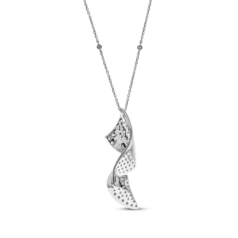 Main Image 2 of Round-Cut Diamond Wavy Ribbon Necklace 1-5/8 ct tw 14K White Gold 18&quot;