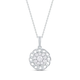 Round-Cut Diamond Chain Edge Necklace 1/3 ct tw Sterling Silver 18“