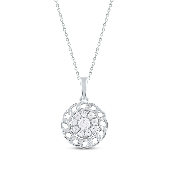 Round-Cut Diamond Chain Edge Necklace 1/3 ct tw Sterling Silver 18“