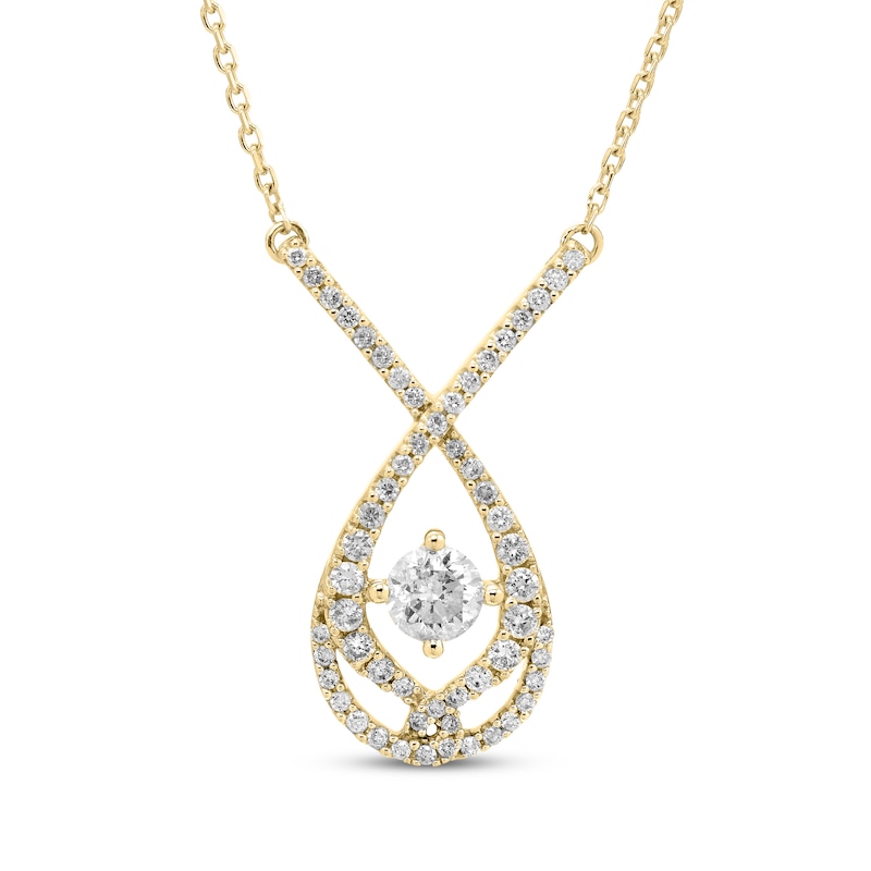 Love Entwined Round-Cut Diamond Necklace 1/2 ct tw 10K Yellow Gold 18”