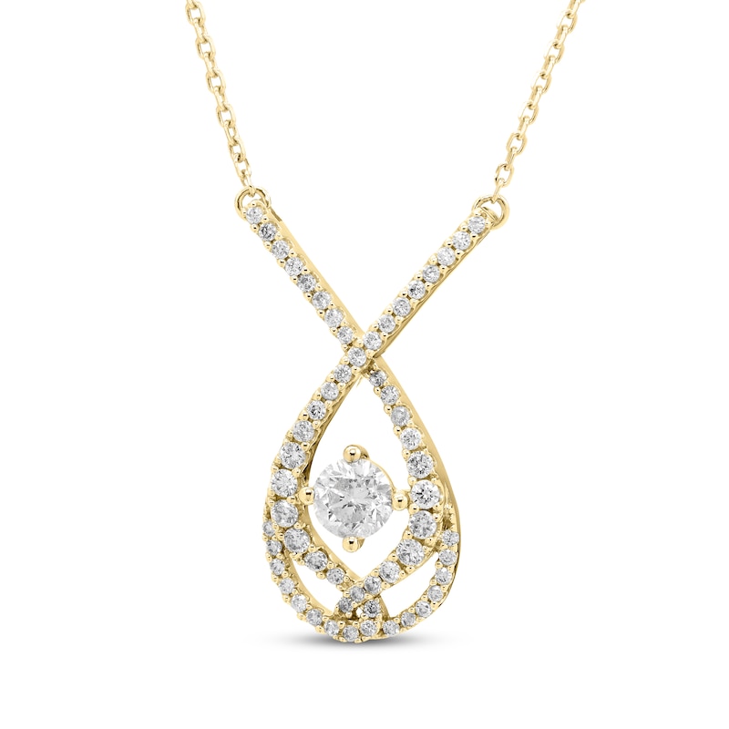 Love Entwined Round-Cut Diamond Necklace 1/2 ct tw 10K Yellow Gold 18”