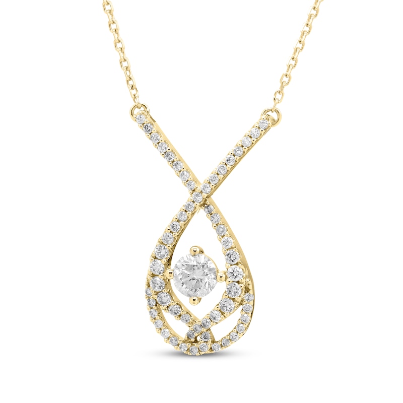 Love Entwined RoundCut Diamond Necklace 1/2 ct tw 10K Yellow Gold 18
