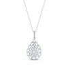 Thumbnail Image 3 of Round-Cut Diamond Pear-Shaped Chain Edge Necklace 1/3 ct tw Sterling Silver 18”