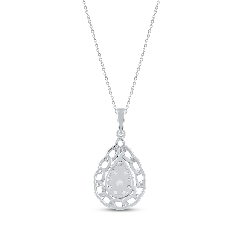 Main Image 3 of Round-Cut Diamond Pear-Shaped Chain Edge Necklace 1/3 ct tw Sterling Silver 18”