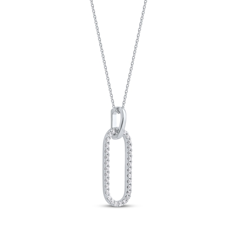 Main Image 2 of Round-Cut Diamond Oblong Outline Necklace 1/5 ct tw Sterling Silver 18&quot;