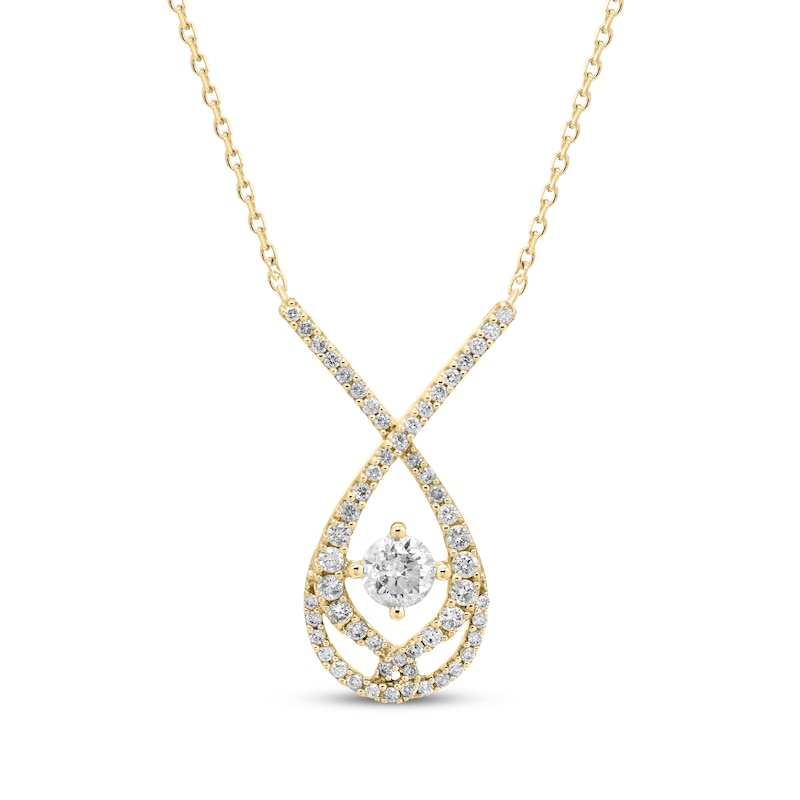 Love Entwined Round-Cut Diamond Necklace 1 ct tw 10K Yellow Gold 18"