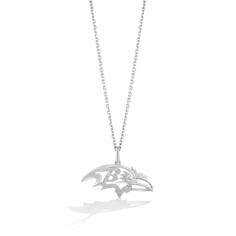 True Fans Baltimore Ravens 1/10 CT. T.W. Diamond Logo Necklace in Sterling Silver