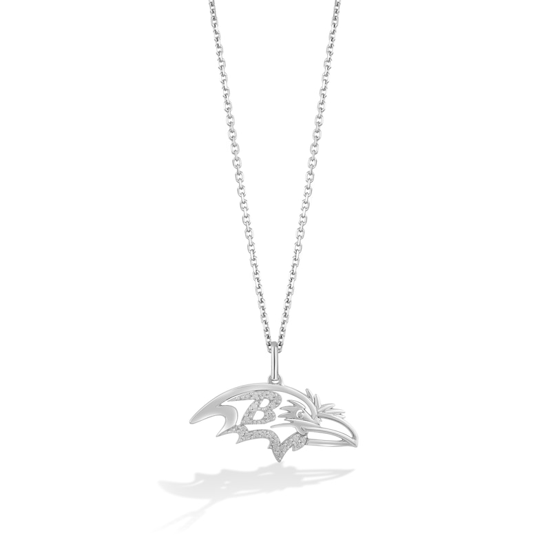 Main Image 1 of True Fans Baltimore Ravens 1/10 CT. T.W. Diamond Logo Necklace in Sterling Silver