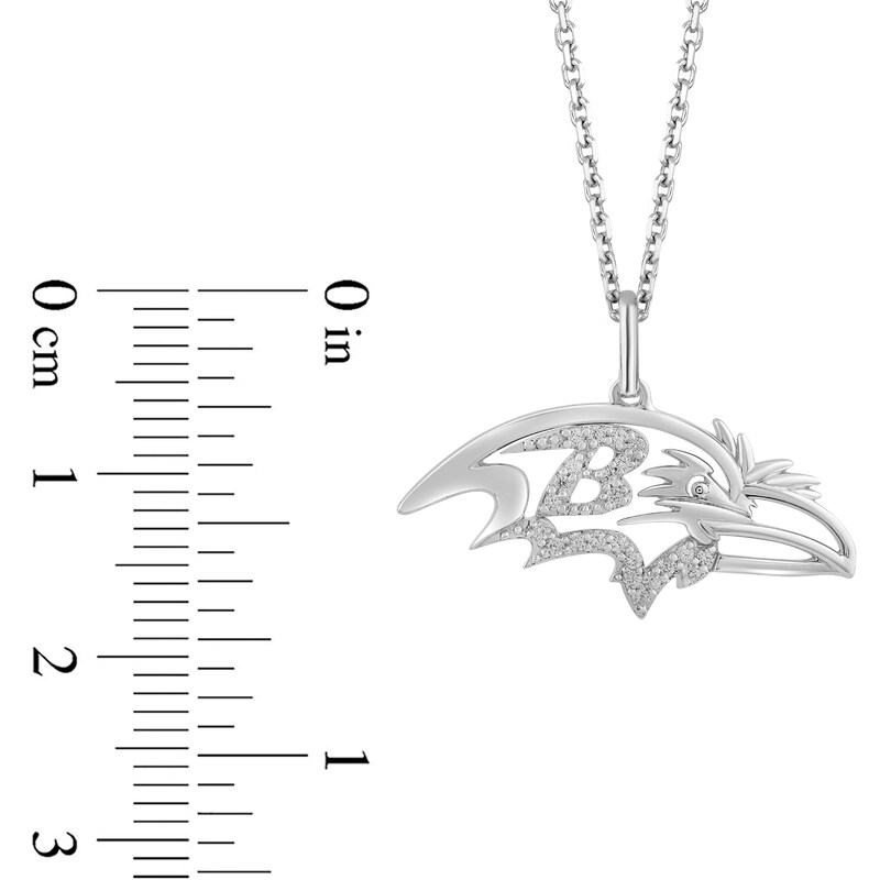 Main Image 2 of True Fans Baltimore Ravens 1/10 CT. T.W. Diamond Logo Necklace in Sterling Silver