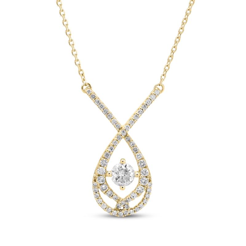 Love Entwined Round-Cut Diamond Necklace 1/4 ct tw 10K Yellow Gold 18 ...
