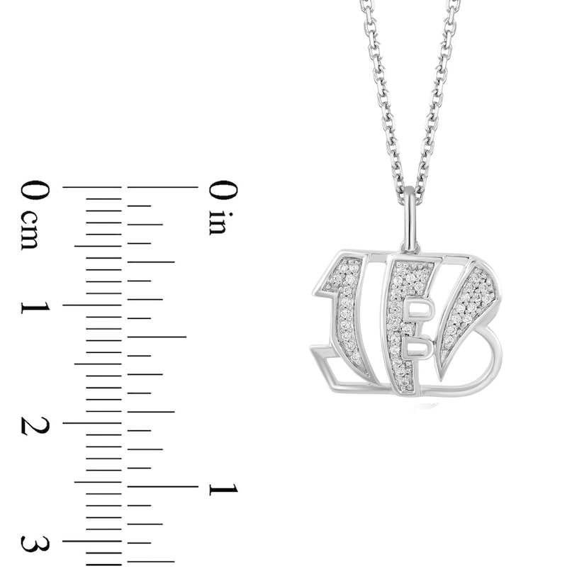 Main Image 2 of True Fans Cincinnati Bengals 1/10 CT. T.W. Diamond Logo Necklace in Sterling Silver