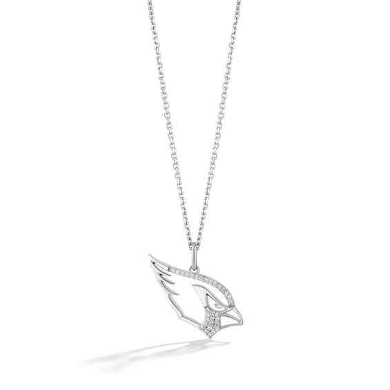 True Fans Arizona Cardinals 1/10 CT. T.W. Diamond Logo Necklace in Sterling Silver
