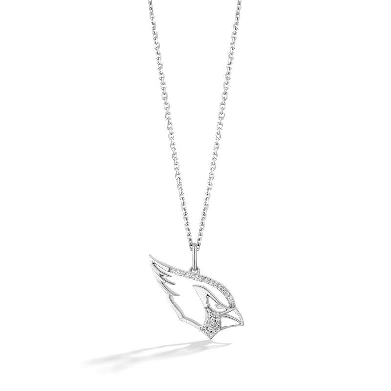Main Image 1 of True Fans Arizona Cardinals 1/10 CT. T.W. Diamond Logo Necklace in Sterling Silver
