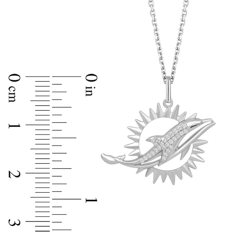 Main Image 2 of True Fans Miami Dolphins 1/10 CT. T.W. Diamond Logo Necklace in Sterling Silver